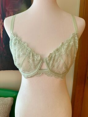 Free People Light Sage Lace Underwire Bralette